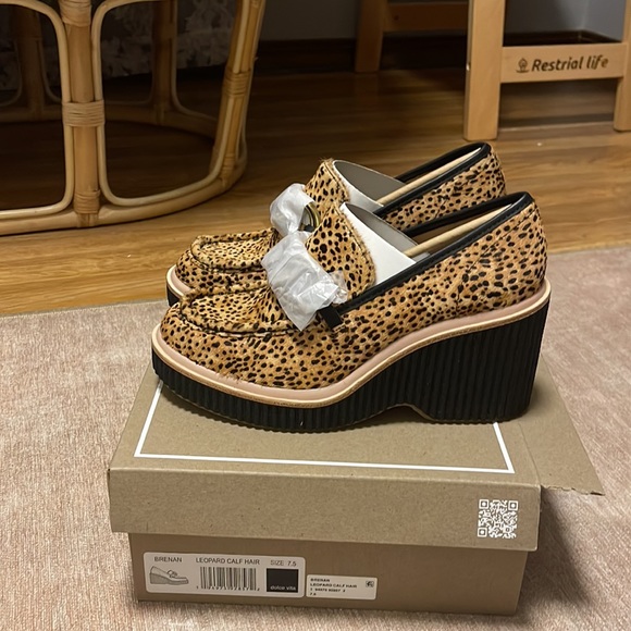 Dolce Vita- Brenan Leopard Calf Hair Wedge Loafers- New - Picture 5 of 9